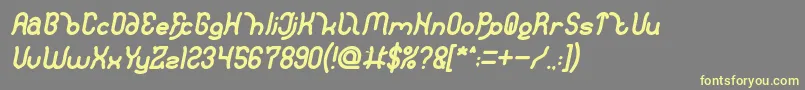 Polysoupp Bold Italic-Schriftart – Gelbe Schriften auf grauem Hintergrund