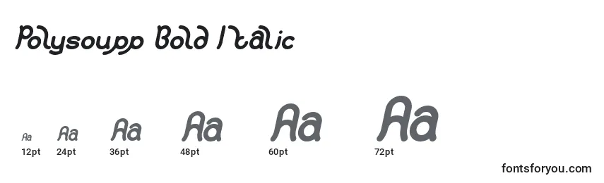 Tamanhos de fonte Polysoupp Bold Italic