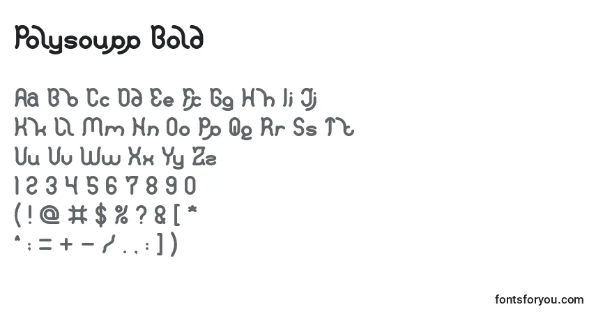 Schriftart Polysoupp Bold – Alphabet, Zahlen, spezielle Symbole
