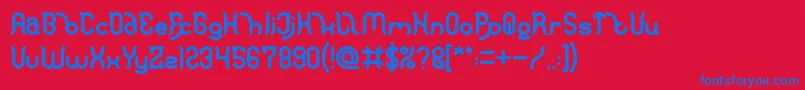 Czcionka Polysoupp Bold – niebieskie czcionki na czerwonym tle