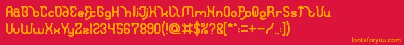 Polysoupp Bold-Schriftart – Orangefarbene Schriften auf rotem Hintergrund