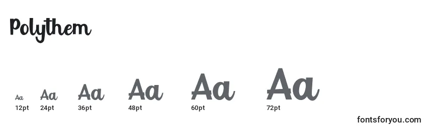 Größen der Schriftart Polythem