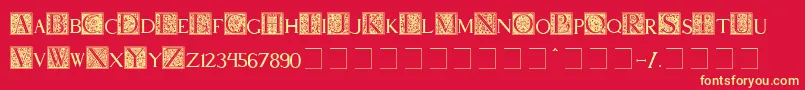 Pompei Font – Yellow Fonts on Red Background