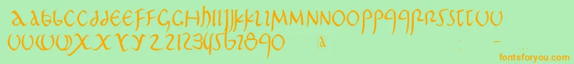 PompejiPetit-Schriftart – Orangefarbene Schriften auf grünem Hintergrund