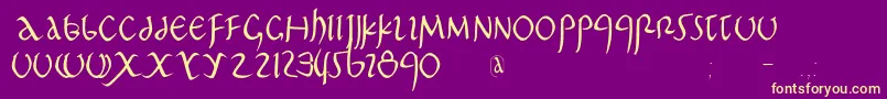 PompejiPetit Font – Yellow Fonts on Purple Background