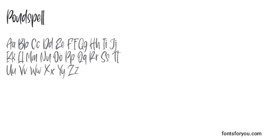 Schriftart Pondspell – Alphabet, Zahlen, spezielle Symbole
