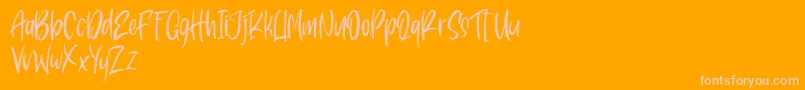 Pondspell-Schriftart – Rosa Schriften auf orangefarbenem Hintergrund