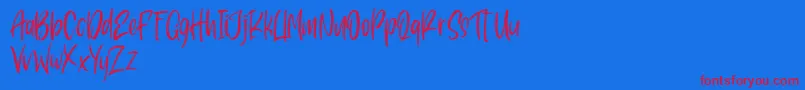 フォントPondspell – 赤い文字の青い背景