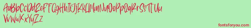 Pondspell-Schriftart – Rote Schriften auf grünem Hintergrund