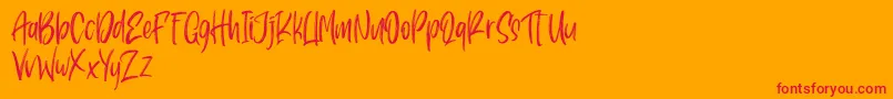 Pondspell-Schriftart – Rote Schriften auf orangefarbenem Hintergrund