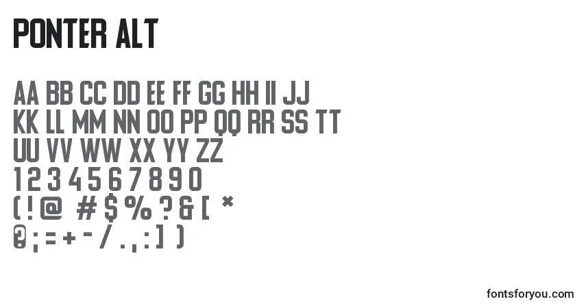 Ponter Alt-fontti – aakkoset, numerot, erikoismerkit