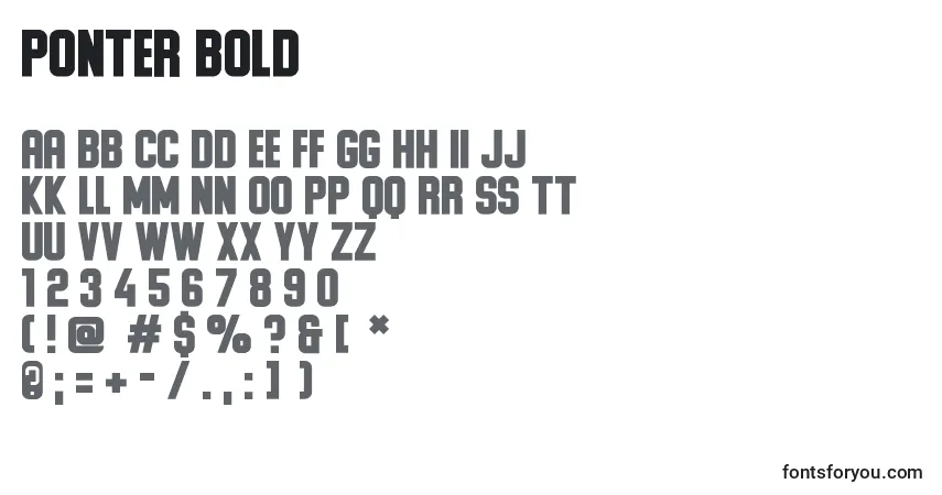 A fonte Ponter Bold – alfabeto, números, caracteres especiais