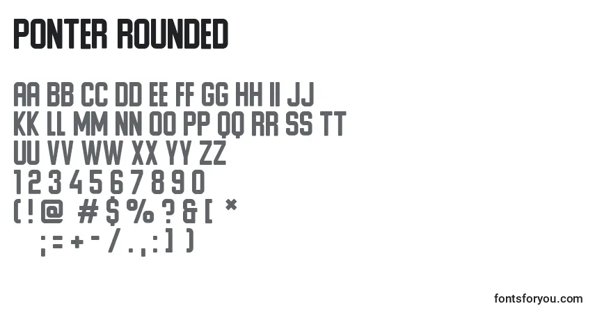 Czcionka Ponter Rounded – alfabet, cyfry, specjalne znaki
