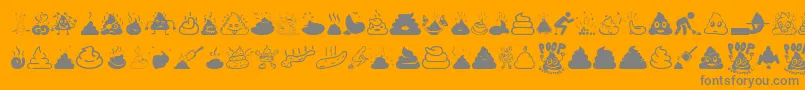 Poop-Schriftart – Graue Schriften auf orangefarbenem Hintergrund