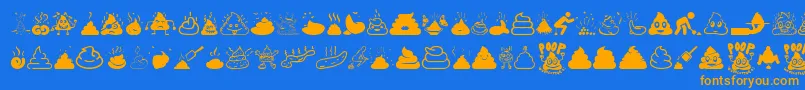 フォントPoop – オレンジ色の文字が青い背景にあります。