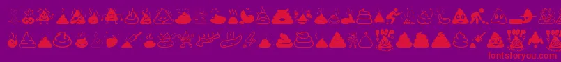 Poop-Schriftart – Rote Schriften auf violettem Hintergrund