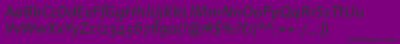 Czcionka LinotypeProjektItalic – czarne czcionki na fioletowym tle