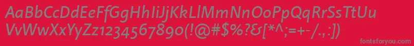 Czcionka LinotypeProjektItalic – szare czcionki na czerwonym tle