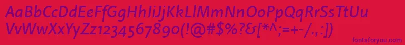 Police LinotypeProjektItalic – polices violettes sur fond rouge