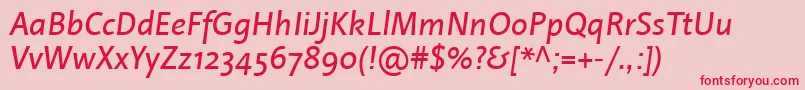 LinotypeProjektItalic Font – Red Fonts on Pink Background