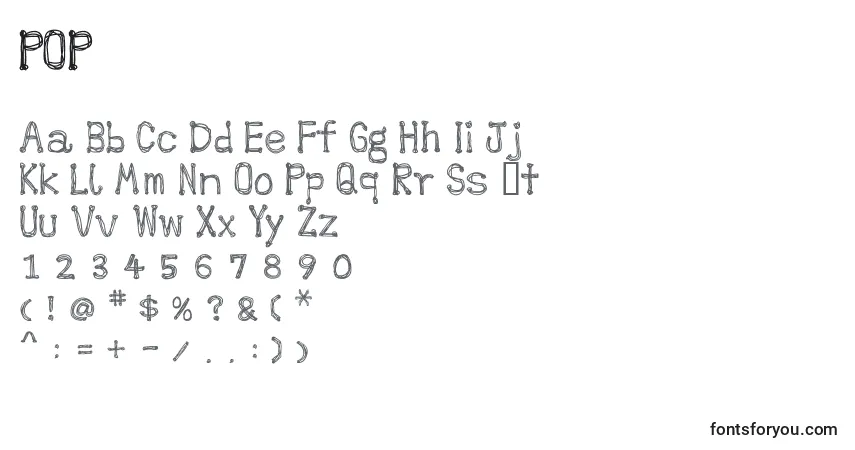 Czcionka POP (137152) – alfabet, cyfry, specjalne znaki