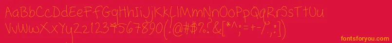 Popcorn Mountain  Condensed Thin Font – Orange Fonts on Red Background