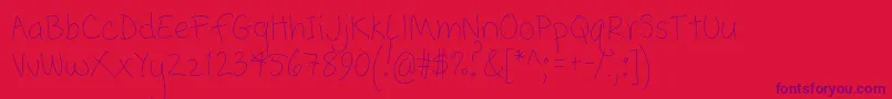Popcorn Mountain  Condensed Thin Font – Purple Fonts on Red Background