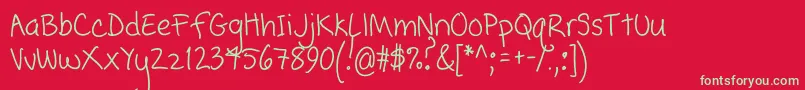 フォントPopcorn Mountain  Condensed – 赤い背景に緑の文字