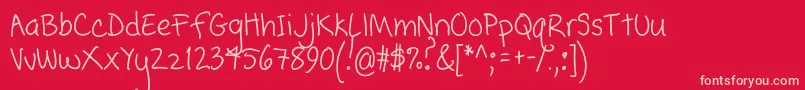 Popcorn Mountain  Condensed Font – Pink Fonts on Red Background