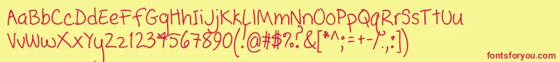 Popcorn Mountain  Condensed Font – Red Fonts on Yellow Background