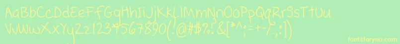Popcorn Mountain  Condensed Font – Yellow Fonts on Green Background
