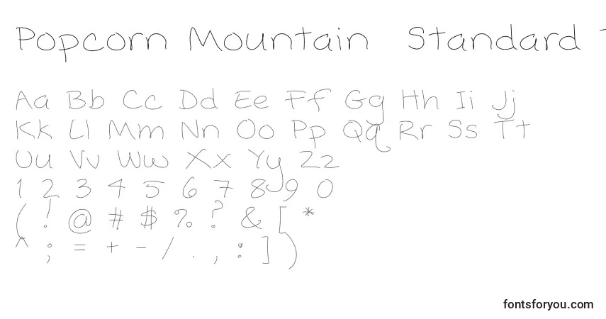 Czcionka Popcorn Mountain  Standard Thin – alfabet, cyfry, specjalne znaki