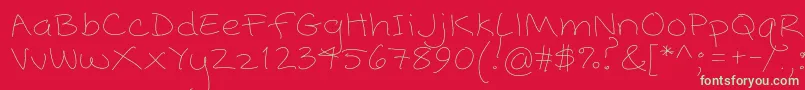 Popcorn Mountain  Standard Thin Font – Green Fonts on Red Background
