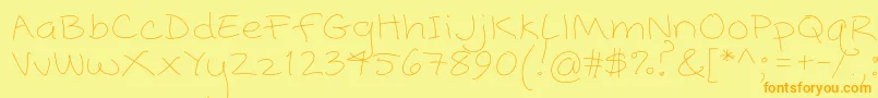 フォントPopcorn Mountain  Standard Thin – オレンジの文字が黄色の背景にあります。