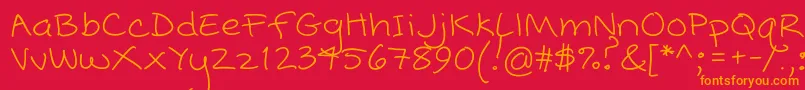 フォントPopcorn Mountain  Standard – 赤い背景にオレンジの文字