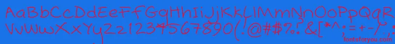 Popcorn Mountain  Standard-Schriftart – Rote Schriften auf blauem Hintergrund