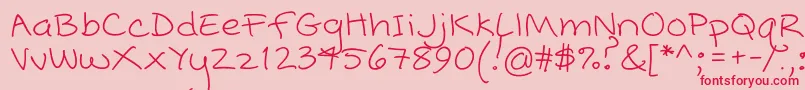Popcorn Mountain  Standard Font – Red Fonts on Pink Background