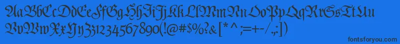 Шрифт Poppl  Fraktur CAT – чёрные шрифты на синем фоне