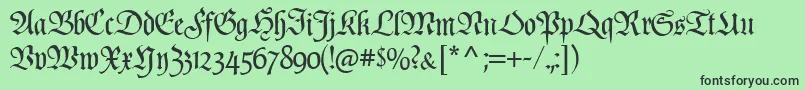 Poppl  Fraktur CAT Font – Black Fonts on Green Background