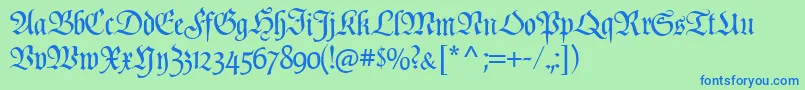 Poppl  Fraktur CAT Font – Blue Fonts on Green Background
