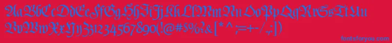 Poppl  Fraktur CAT Font – Blue Fonts on Red Background