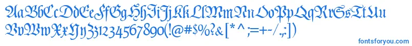 Шрифт Poppl  Fraktur CAT – синие шрифты на белом фоне