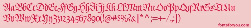 Poppl  Fraktur CAT-Schriftart – Rote Schriften auf rosa Hintergrund