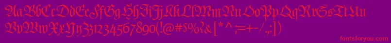 Poppl  Fraktur CAT-Schriftart – Rote Schriften auf violettem Hintergrund