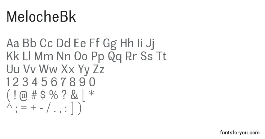 MelocheBk-fontti – aakkoset, numerot, erikoismerkit