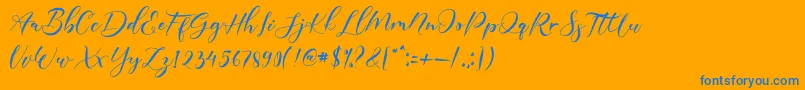 Poppy Shower-Schriftart – Blaue Schriften auf orangefarbenem Hintergrund