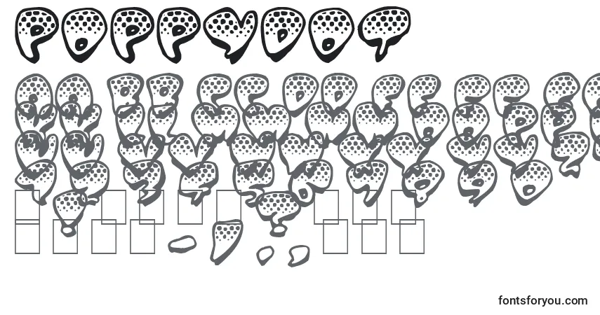 Fuente Poppydot - alfabeto, números, caracteres especiales