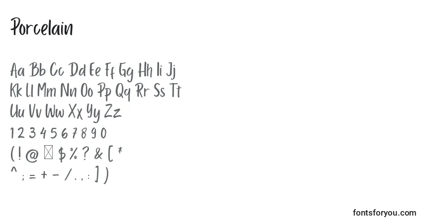 Шрифт Porcelain (137169) – алфавит, цифры, специальные символы