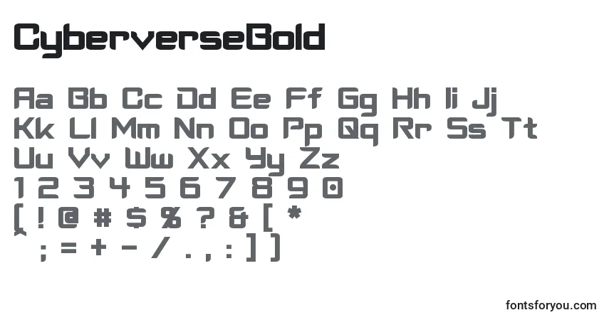 Schriftart CyberverseBold – Alphabet, Zahlen, spezielle Symbole