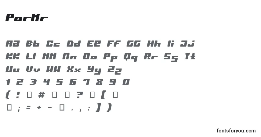A fonte Pormr    (137171) – alfabeto, números, caracteres especiais